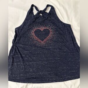 SJS Navy Tank Top with Pink Heart Graphic
